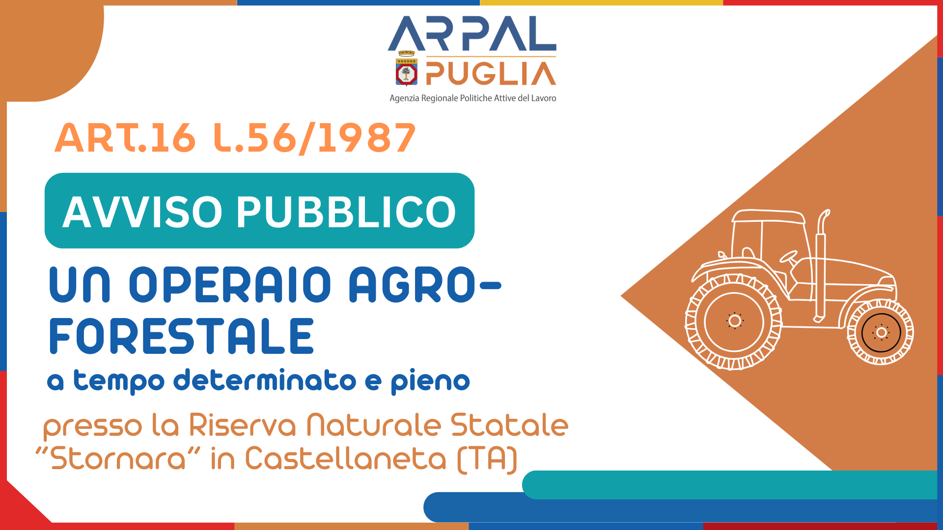 AVVISO PUBBLICO DI AVVIAMENTO NUMERICO A SELEZIONE AI SENSI DELL'ART. 16 L. 56/1987
